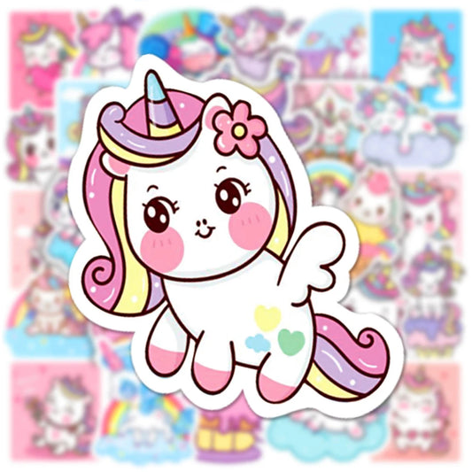 10/30/50/100pcs Kawaii Unicorn Cartoon Stickers For Guitar Laptop Luggage Phone Notebook PVC Waterproof Graffiti Decals Kids Toy