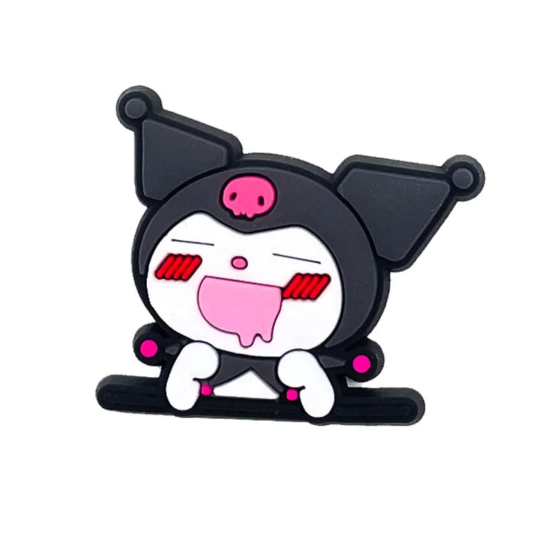 Fashion MINISO 1PCS Cartoon Cute Sanrio DIY Decorate Kuromi Shoe Charms PVC Black Sandals Accessories Kids Girls Boy X-mas Gifts