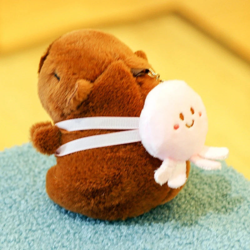Cartoon Capybara Plush Keychain Bag Pendant Hanging Decoration Cute Stuffed Doll Toy Desktop Doll Ornament Car Keyring Kids Gift