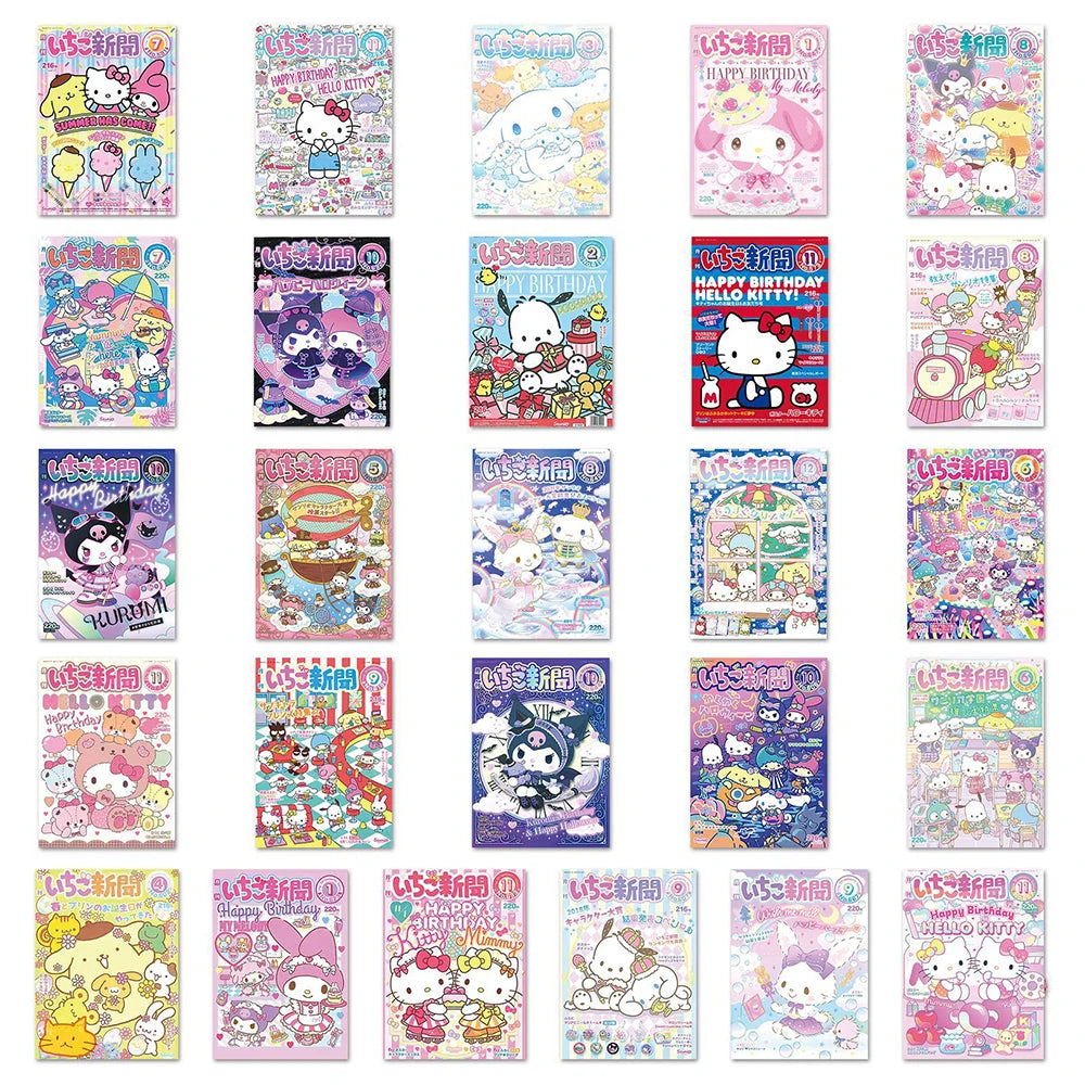 10/30/51pcs Sanrio Anime Small Poster Stickers Funny Cartoon Decals for Kids Toy Luggage Skateboard Phone Case Graffiti Sticker