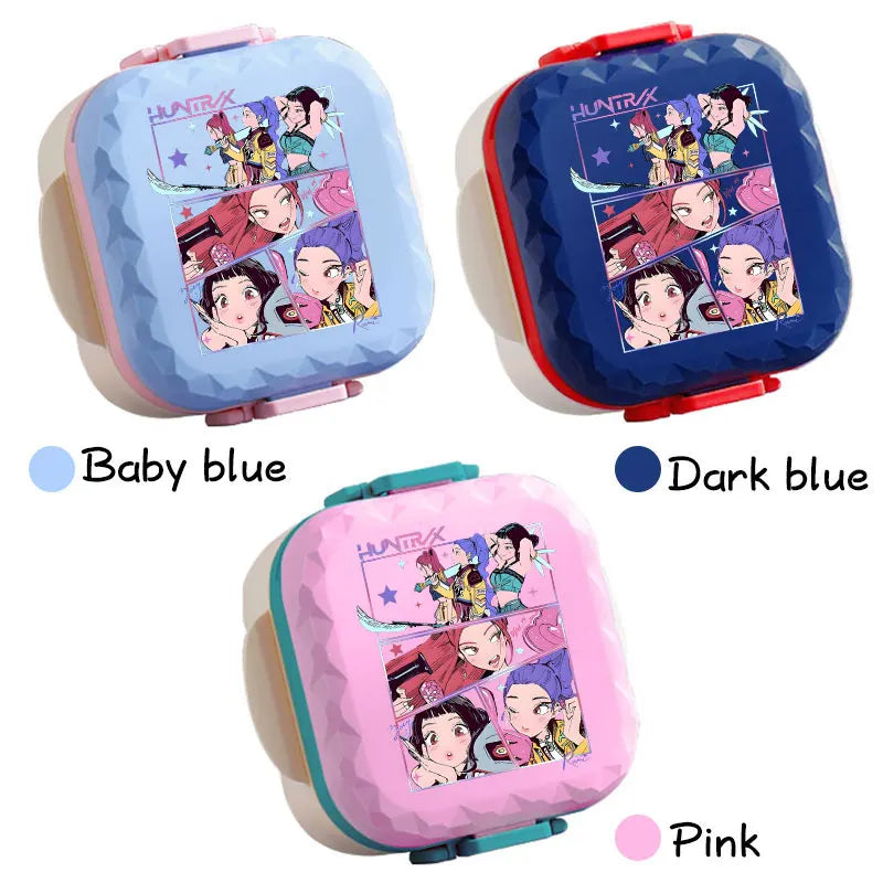 800ml For KPop Demon Hunters Lunch Box Microwave Heating Anime HUNTR/X Rumi Mira Zoey Bento Box BPA Free Comes with Tableware
