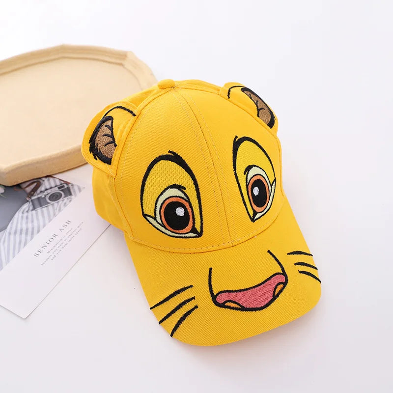 Disney Cartoon Anime Lion King Simba Children Hat Kids Boys Girls Baseball Cap Cute Ears Adjustable Sun Hat Casual Hat Gifts