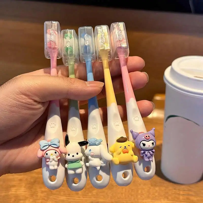 Sanrio Children Toothbrush Anime My Melody Kuromi Household Soft Tooth Brush Kawaii Teeth Cleaning Oral Tool Cartoon Kids Gifts