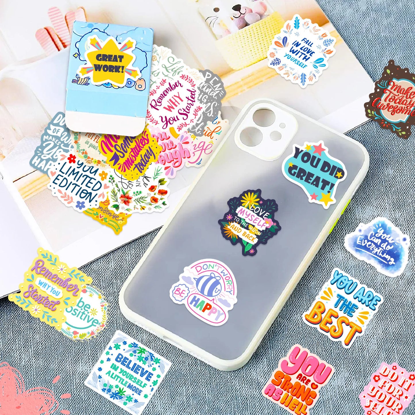 50 Pcs Inspirational Sticker Pack, Inspirational Stickers, Affirmation Positive Stickers for Journaling Computer Decals Laptop