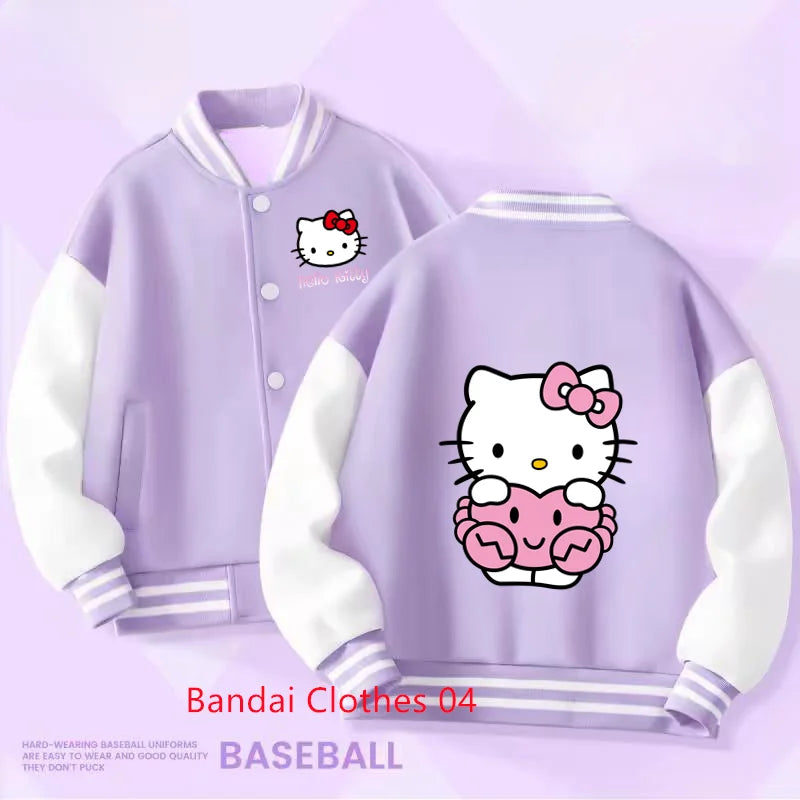Kids Sanrio Fall/Winter Jacket Baseball Uniform Hello Kitty & Bear Pattern Print Thick warm stylish coat for boys and girls 2-14