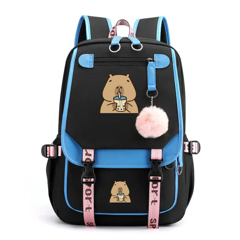 School Backpack for Kids Teenager Kawaii Capybara Schoolbag Girls Boys Children Backpack Teenager Bagpack Usb Charging Bookbag