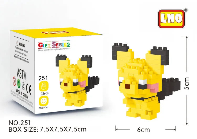 LNO Pokemon Raichu Pichu Kawaii Marowak Mini Blocks Gengar Jynx Diamond Blocks Kids Building Brick DIY Model Educational Toys