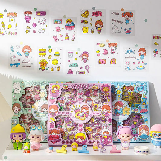 100 Pcs/Box Stickers for Kids Girls Set Kawaii Cartoon Decoration DIY Scrapbooking Waterproof Stationary Gift School Supplies