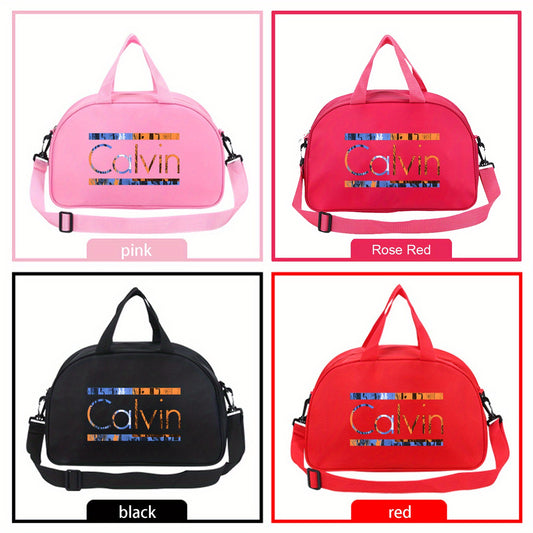 Calvin Printed Large Space Travel & Gym Bag - Lightweight Foldable Oxford Crossbody Bag with Adjustable Shoulder Strap, Vibrant Pink/Red/Black Options for Daily Commute, Sports, and Gym Use, Gym Bag, Sports Accessory, Playful