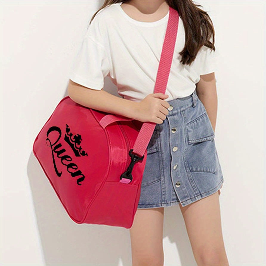 1pc Queen Printed Handbag, New Nylon Dance Bag, Multifunctional Messenger Bag, Fashion Luggage Bag, Casual Travel Bag, Sports Fitness Bag, Yoga Bag, For Teenager