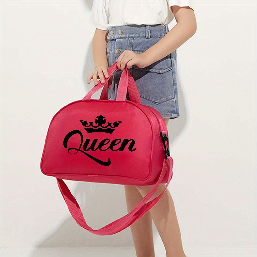 1pc Queen Printed Handbag, New Nylon Dance Bag, Multifunctional Messenger Bag, Fashion Luggage Bag, Casual Travel Bag, Sports Fitness Bag, Yoga Bag, For Teenager