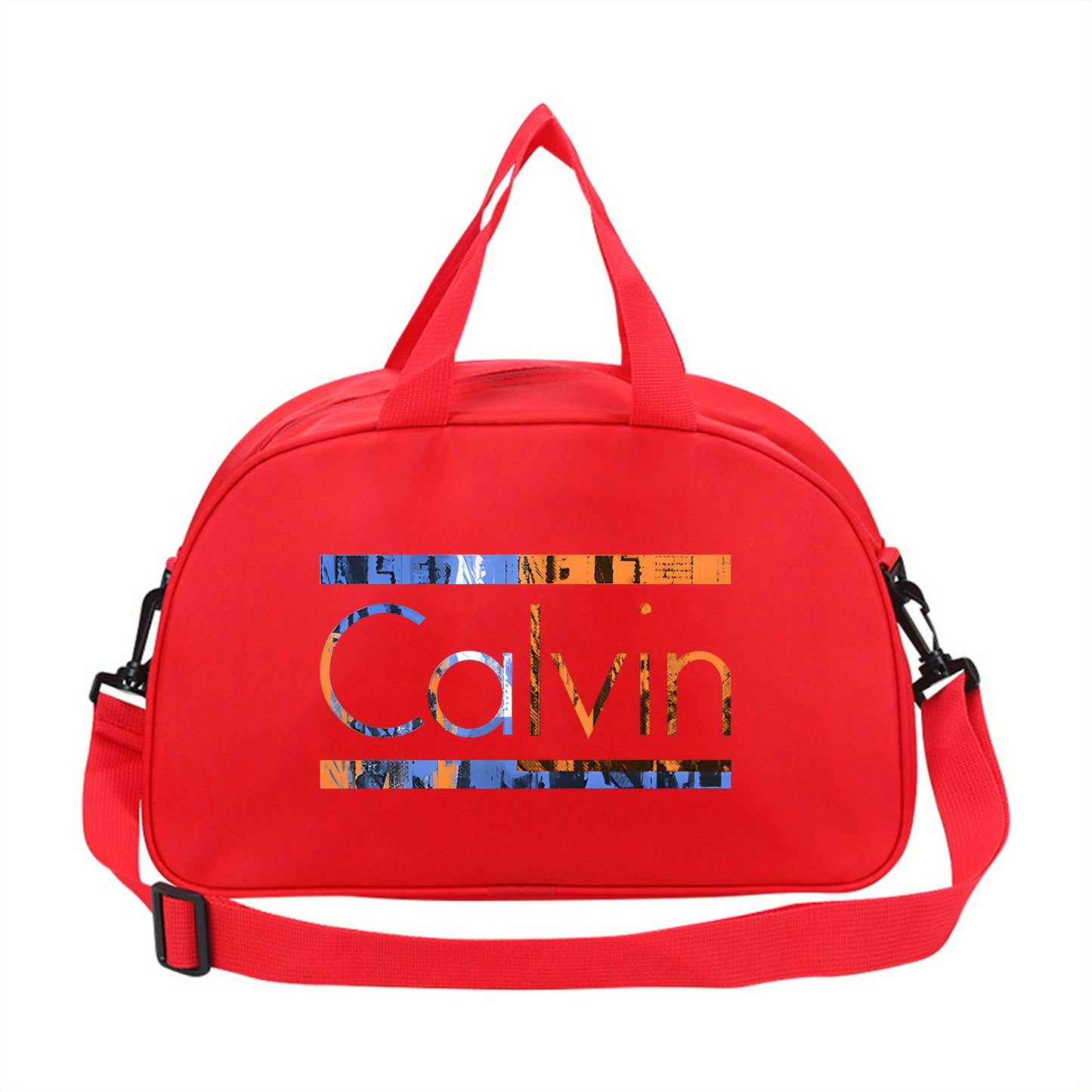 Calvin Printed Large Space Travel & Gym Bag - Lightweight Foldable Oxford Crossbody Bag with Adjustable Shoulder Strap, Vibrant Pink/Red/Black Options for Daily Commute, Sports, and Gym Use, Gym Bag, Sports Accessory, Playful