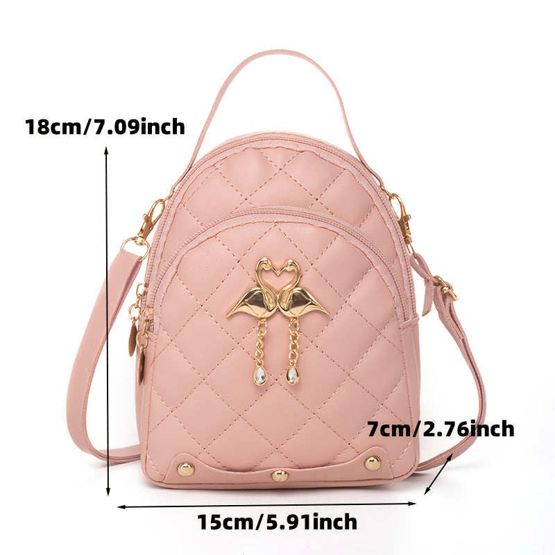 Stylish 's Adjustable & Detachable Strap Shoulder Bag - Large Capacity Lightweight Travel Bag with Metal Zipper, Multiple Compartments for Wallet, Phone, Makeup & Perfume - Casual Chic Design for Outings, Vacations (Pink/Blac