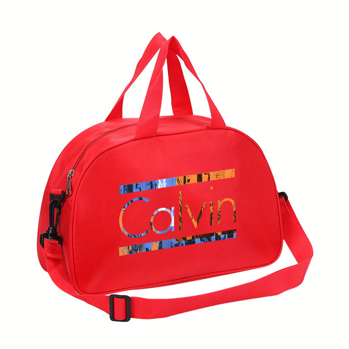 Calvin Printed Large Space Travel & Gym Bag - Lightweight Foldable Oxford Crossbody Bag with Adjustable Shoulder Strap, Vibrant Pink/Red/Black Options for Daily Commute, Sports, and Gym Use, Gym Bag, Sports Accessory, Playful