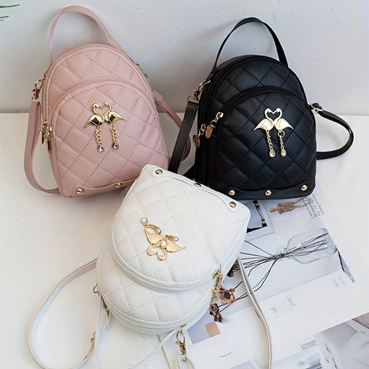 Stylish 's Adjustable & Detachable Strap Shoulder Bag - Large Capacity Lightweight Travel Bag with Metal Zipper, Multiple Compartments for Wallet, Phone, Makeup & Perfume - Casual Chic Design for Outings, Vacations (Pink/Blac