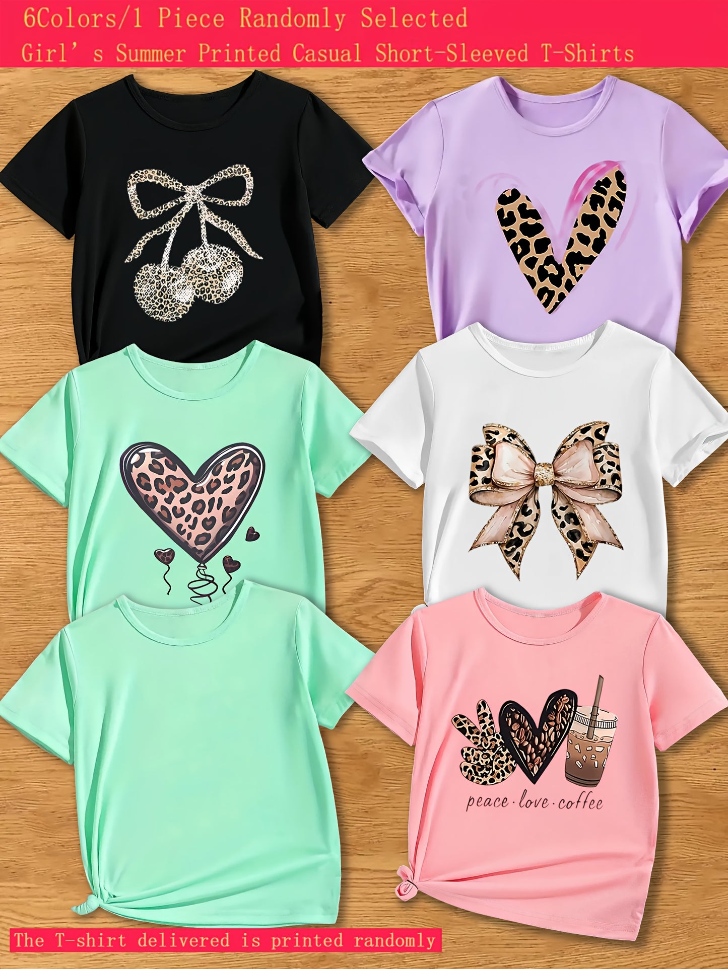 Girls' Everyday Knit Blouse - Random Colors (Black/White/Pink/Purple/Green/Rose) - Soft Crew Neck Summer Top - Machine Washable Everyday Outfit for School, Parties, Running Errands - Youth Fashion Tee, School Outfit, Playful