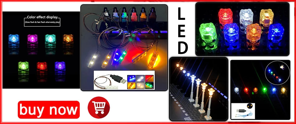 5pcs 2x2 dot LED Light Up Colorful Accessories Classic Brick Education Light-Emitting Compatible Leduo  Building Blocks Kid