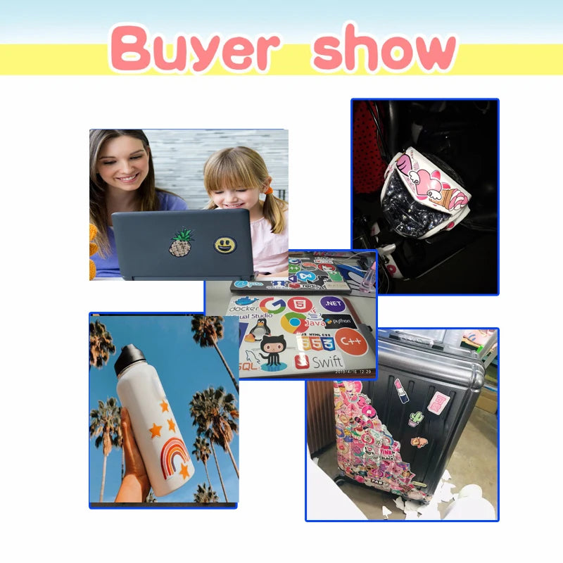 50/100pcs Ins Style Pink Preppy Style Stickers For Party Gift Skateboard Motorcycle Scrapbooking Laptop Suitcase Toys