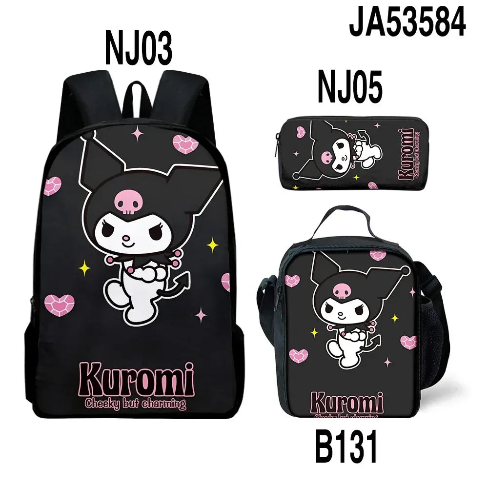Backpack Kuromi Backpack PencilBag Student Primary and Middle kawaii Cartoon SchoolBag Mochila Birthday Gift For Girls Kids Boys