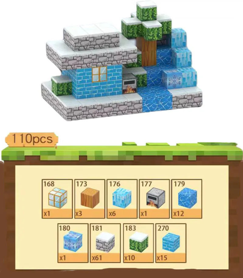 Magnetic Building Blocks Mine Cube Magnet World Set for Boy Girl Kid Age 3+ DIY Model Children Stem Montessori Sensory Toy