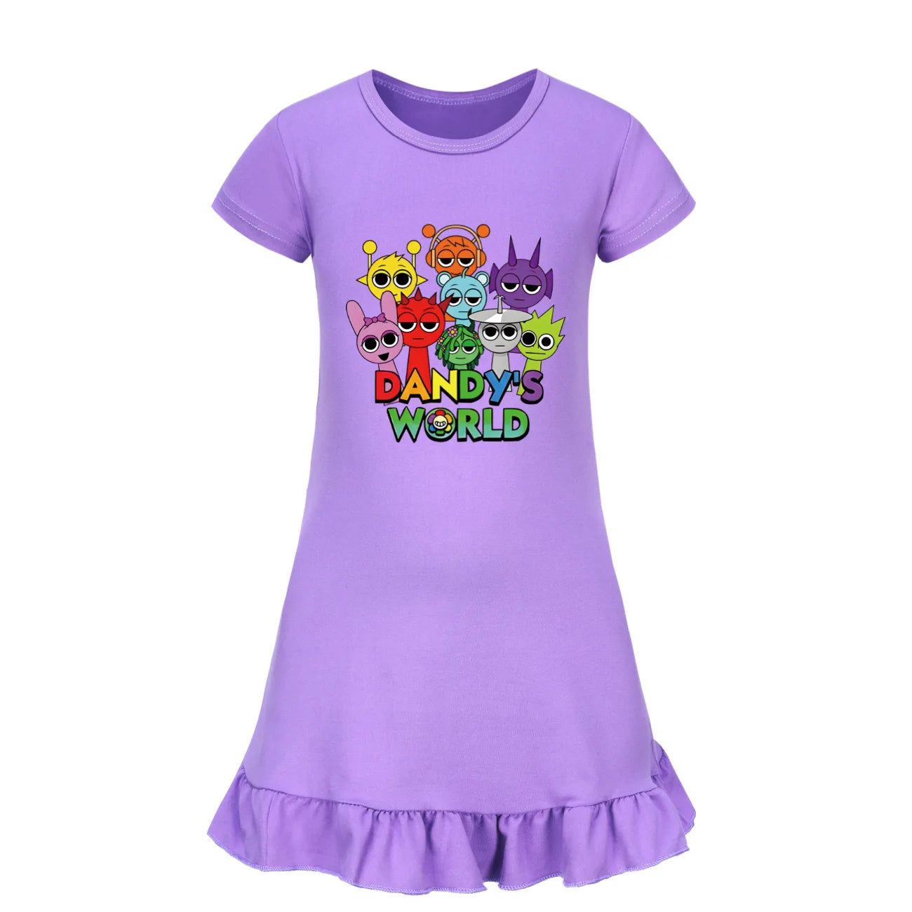 Hot sprunki Child Clothes Kids Summer Horror Game Incredibox Pajamas Dress Baby Girls Short Sleeve Nightgown Cartoon Sleep Wear