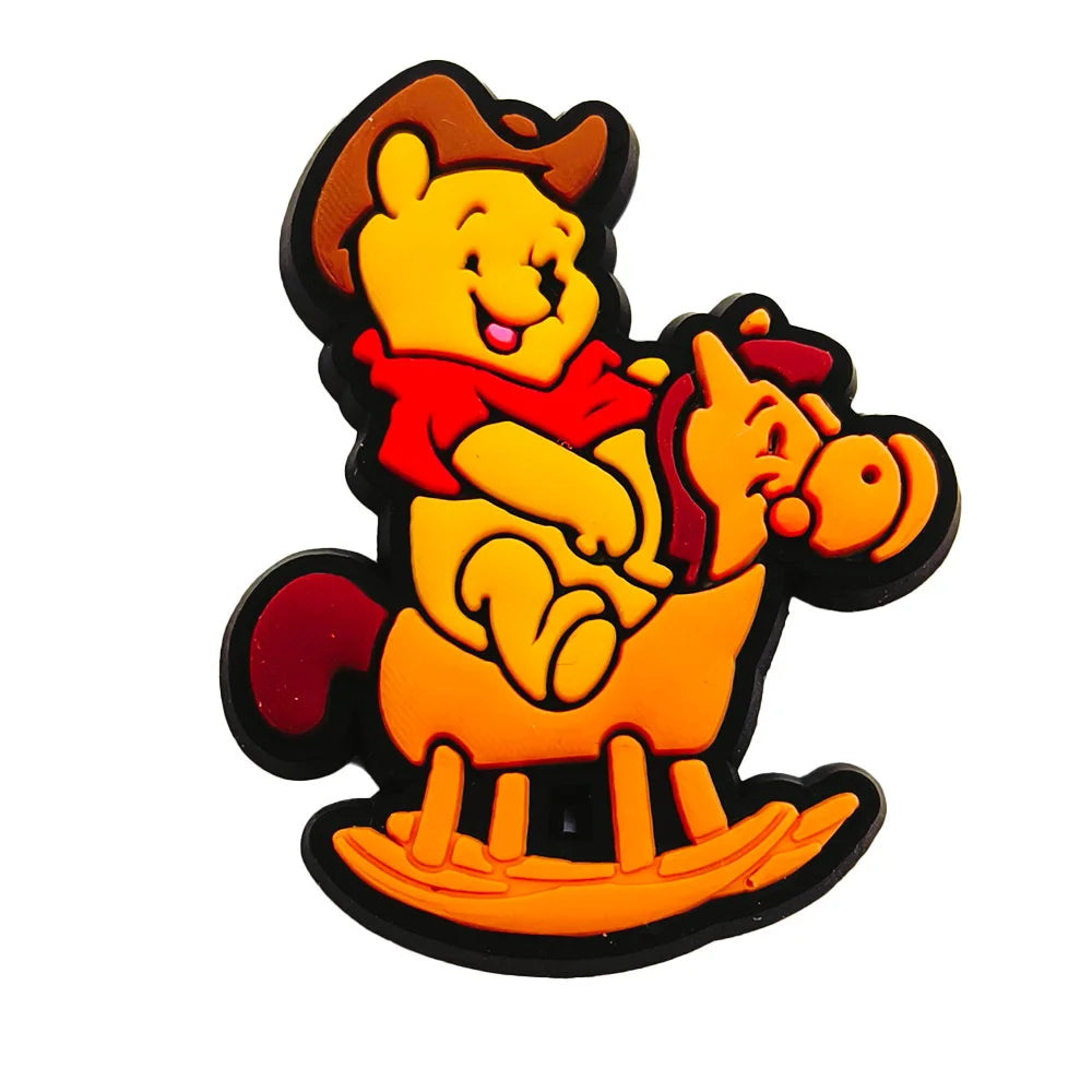 20pcs Hot Toys Disney Cartoon Winnie Pooh Shoe Charms for Shoes Decoration Accessories Classic Clog Sandal Buckle Kids Gifts