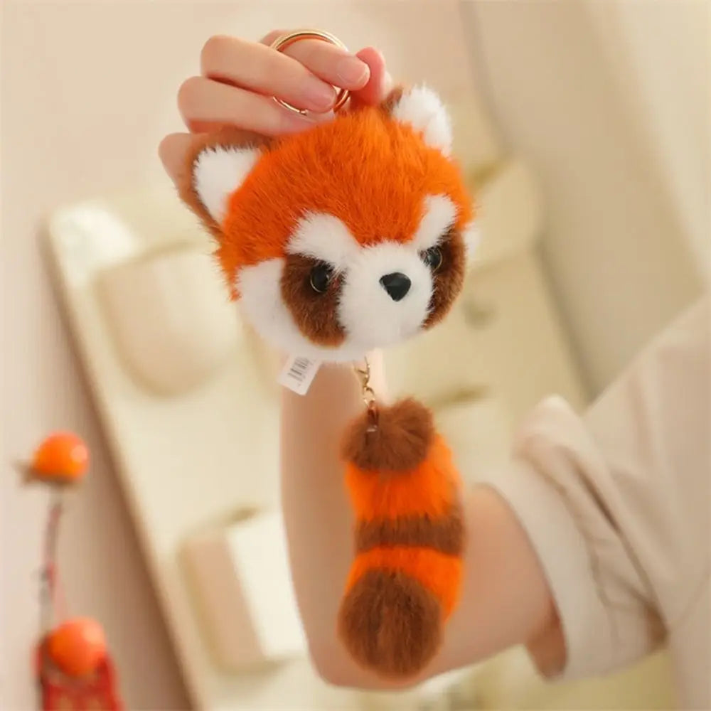 Cartoon Red Panda Plush Keyring Plush Stuffed Toys Pulling Tail Panda Plush Pendant Cute Animal Red Panda Plushies Pendant Kids