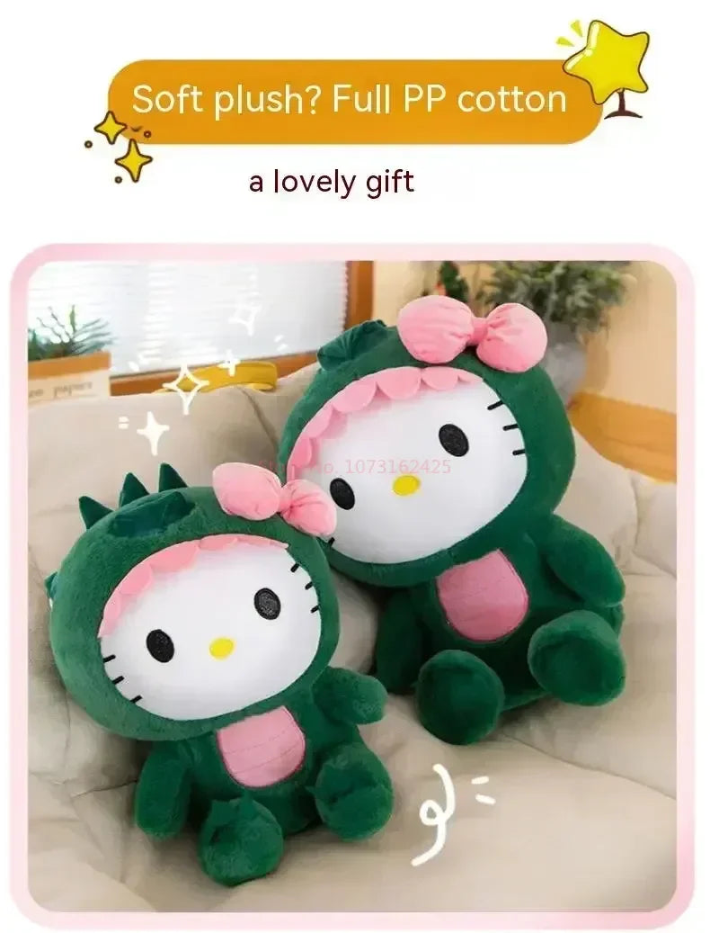 80cm Sanrio Dinosaur Hello Kitty Plush Toy Kawaii Anime Large Plushie Pillow Cute 35/50/65cm Cartoon Stuffed Doll Christmas Gift