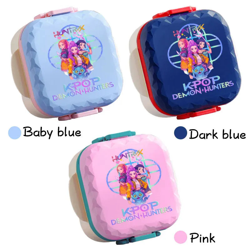800ml For KPop Demon Hunters Lunch Box Microwave Heating Anime HUNTR/X Rumi Mira Zoey Bento Box BPA Free Comes with Tableware