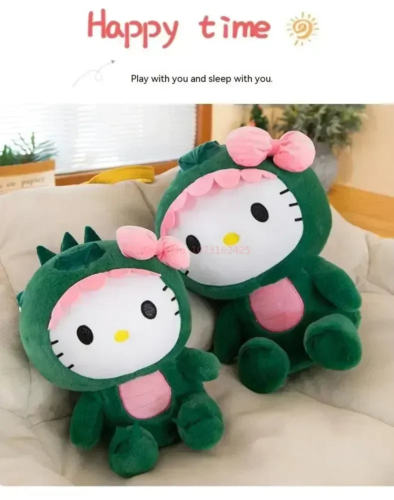 80cm Sanrio Dinosaur Hello Kitty Plush Toy Kawaii Anime Large Plushie Pillow Cute 35/50/65cm Cartoon Stuffed Doll Christmas Gift