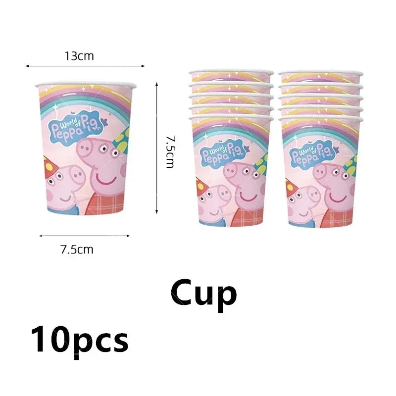 Peppa Pig Balloons Family Pink George Rebecca Susy Ballons Happy Birthday Banner Party Decoration Kids Cake Topper Tableware Toy