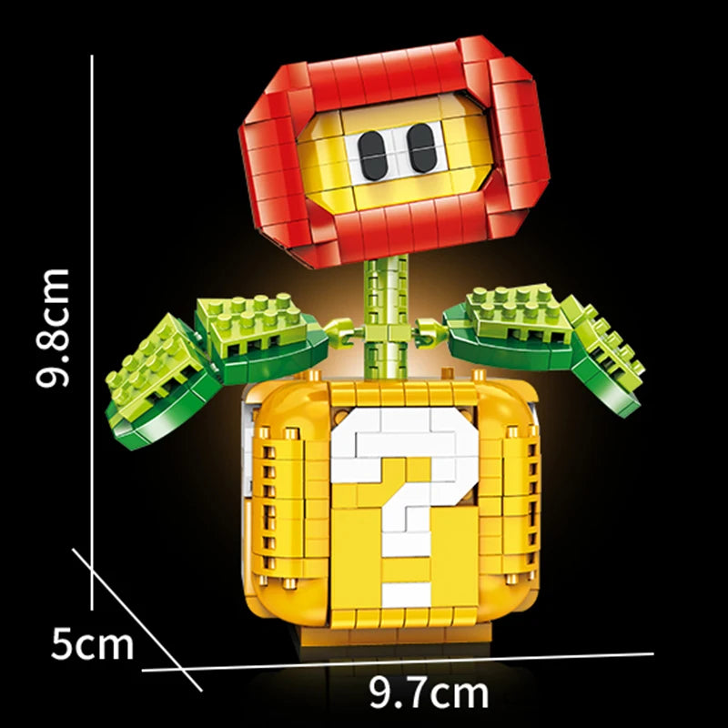 MOC Jumpman Flame Flower Mini Building Blocks Kit - Potted Plant Bricks Model Children Educational Toys Kids Christmas Gifts