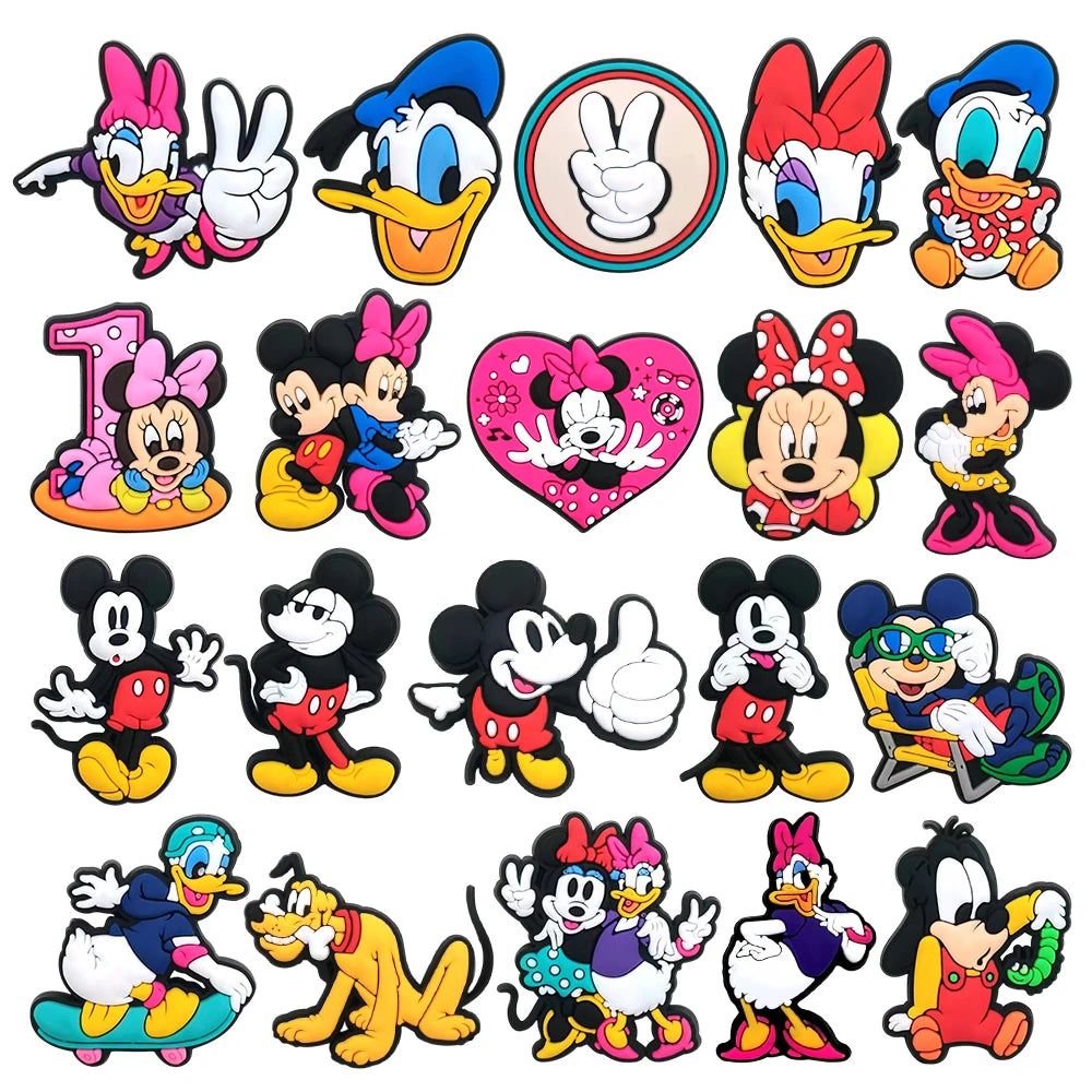 Cartoon MINISO 1PCS Popular Characters Disney Mouse DIY Stitch Funny Bear Shoe Charms Decorate Kids Accessories Boys Party Gifts