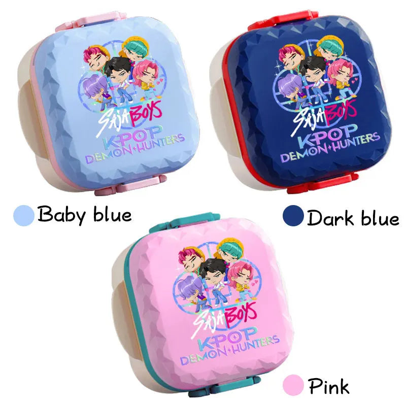 800ml For KPop Demon Hunters Lunch Box Microwave Heating Anime HUNTR/X Rumi Mira Zoey Bento Box BPA Free Comes with Tableware