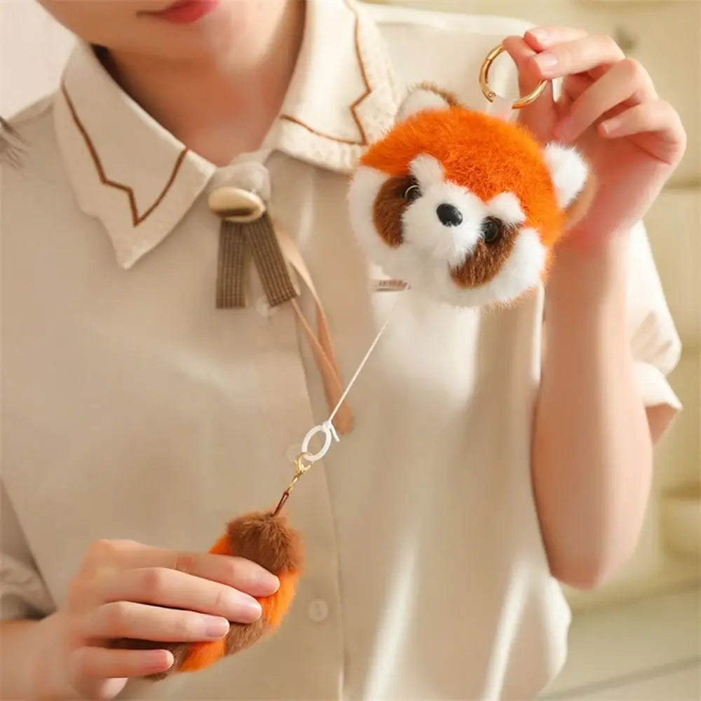 Cartoon Red Panda Plush Keyring Plush Stuffed Toys Pulling Tail Panda Plush Pendant Cute Animal Red Panda Plushies Pendant Kids