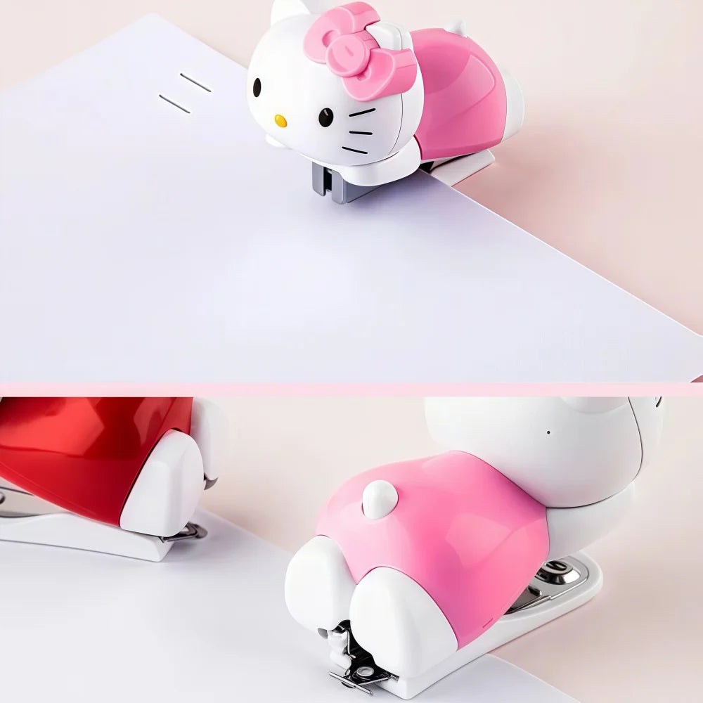 Hello Kitty Sanrio Mini Stapler Set Portable Compact Adorable Design for School Office Stationery Supply Kids Girls Gift Present
