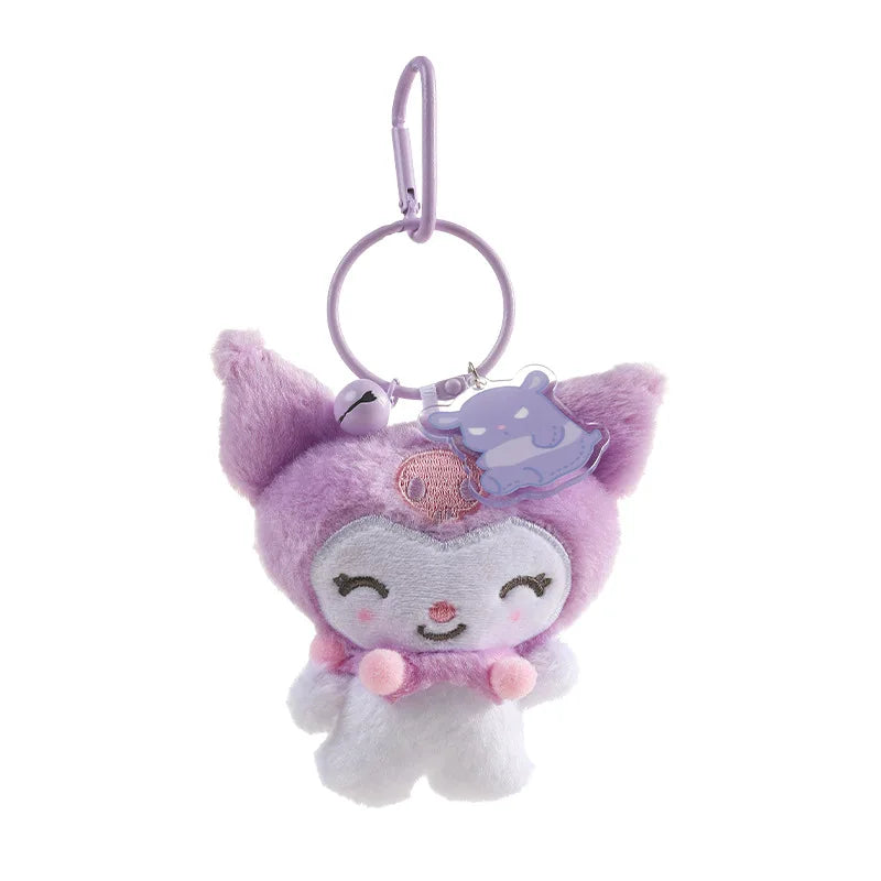 Sanrio Hello Kitty Kuromi Cute Stuffed Keychain Car School bag Pendant Kids Plush Toy Keyring Plushier Strap Doll Birthday Gift