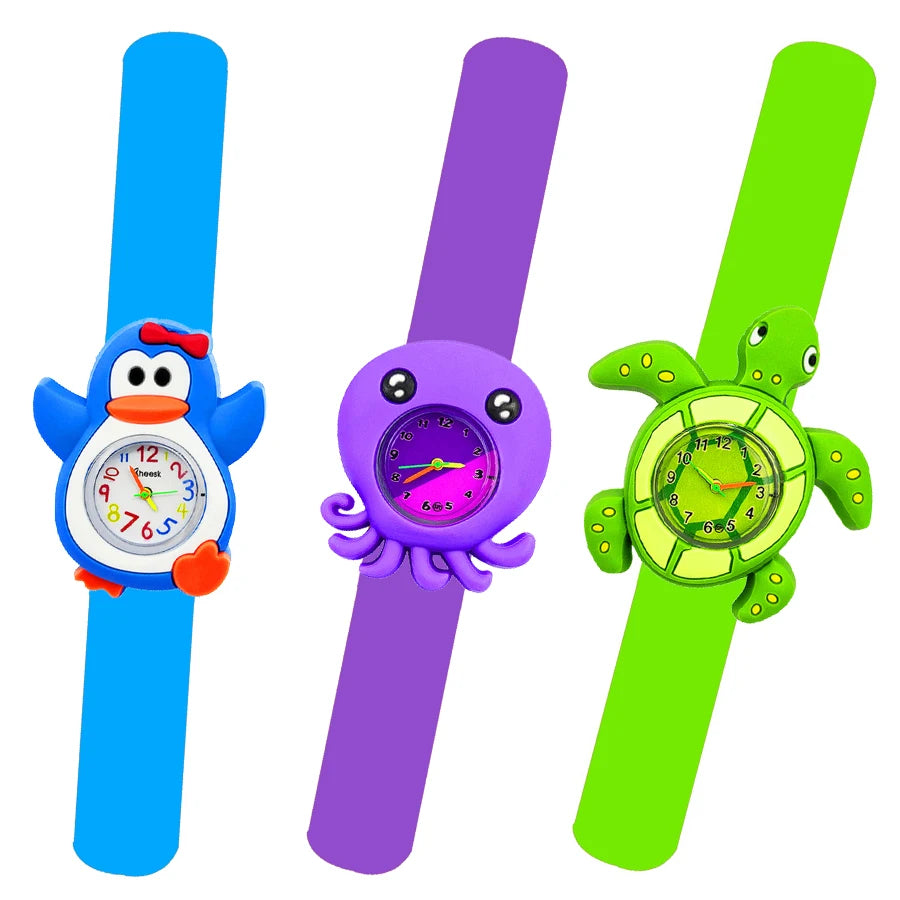Baby Watch 3D Cartoon Kids Birthday Gift 2-15 Years Old Girl Boy Children Study Time Toy Watch Clock Free Spare Battery
