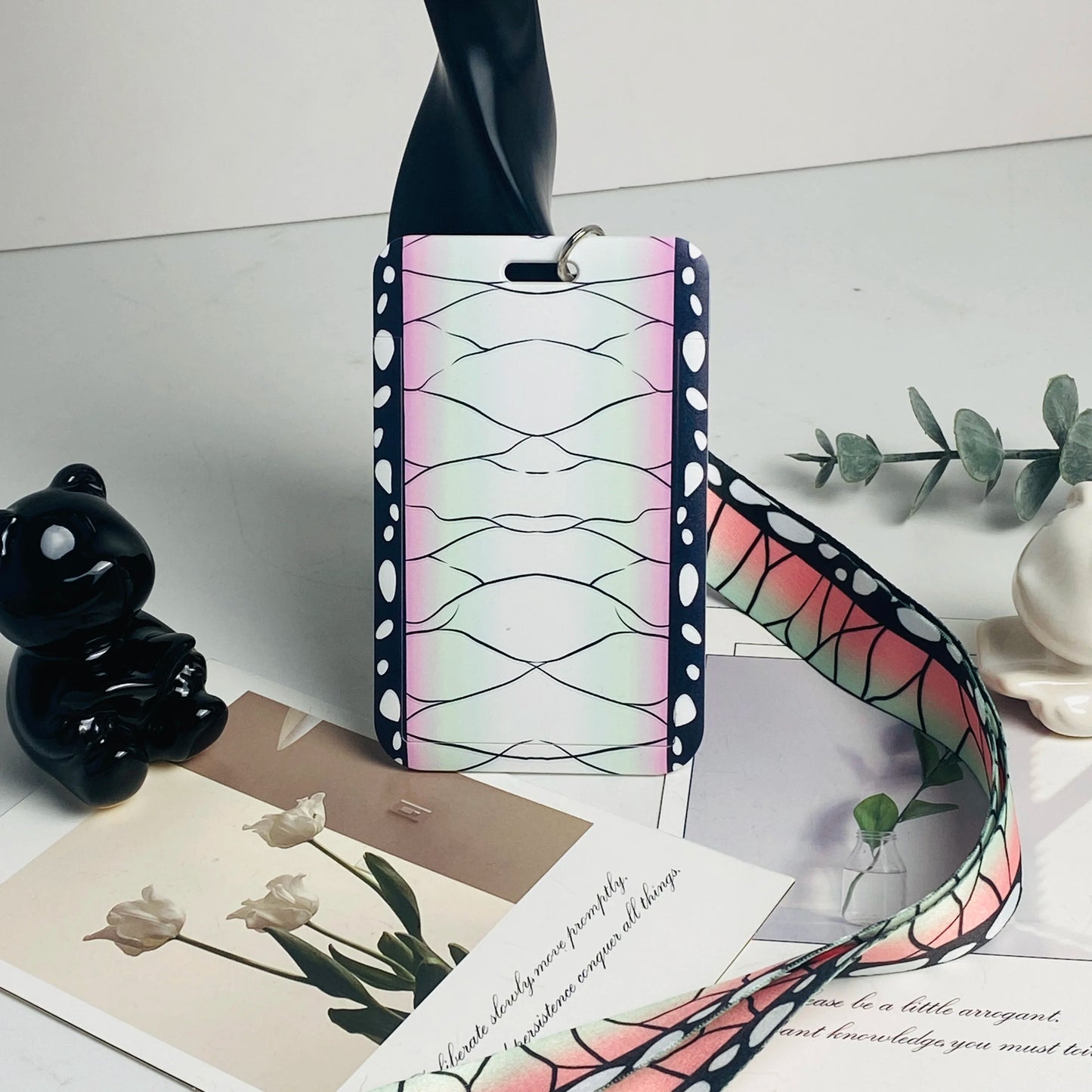 Anime Card Holder Neck Strap Lanyard Keychain ID Bus Credit Card Pass Hang Rope Lariat Keyrings Lanyard Accessories