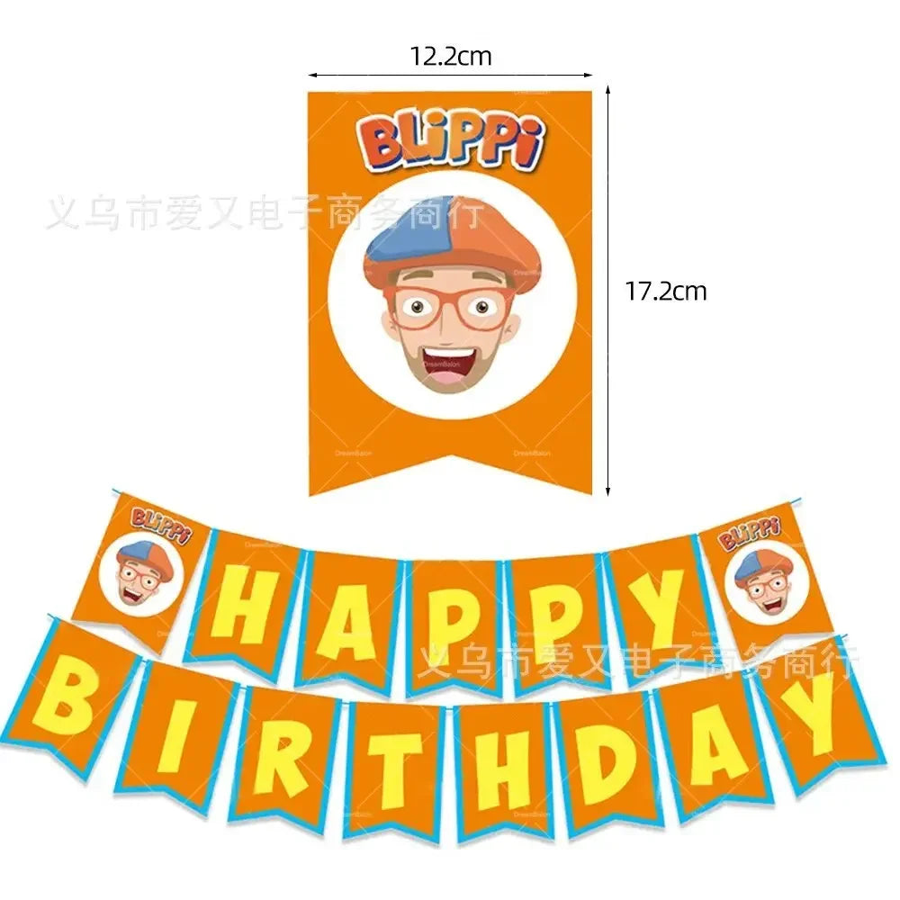 Blippiing Foil Balloon Happy Birthday Banner Decoration Party Supplies Backdrop Cake Toppers Disposable Tableware Latex Ballons