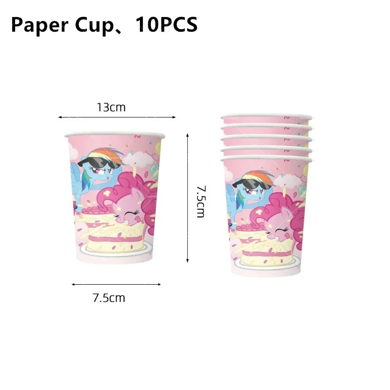 My Little Pony Foil Balloon Happy Birthday Latex Ballon Banner Party Decoration Cake Topper Supplies Backdrop Disposable Kid Toy