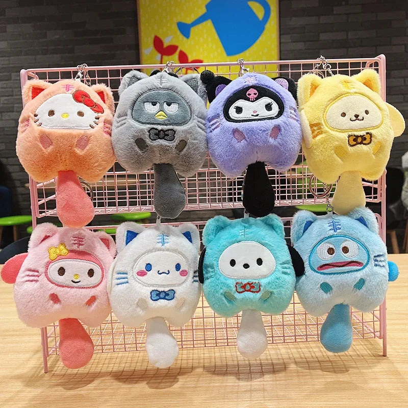 Sanrio Plush Doll Keychain Melody Cinnamoroll Pochacco Cute Key Ring Bag Pendant Gift Kids Toys Backpack Decoration Girl Gifts