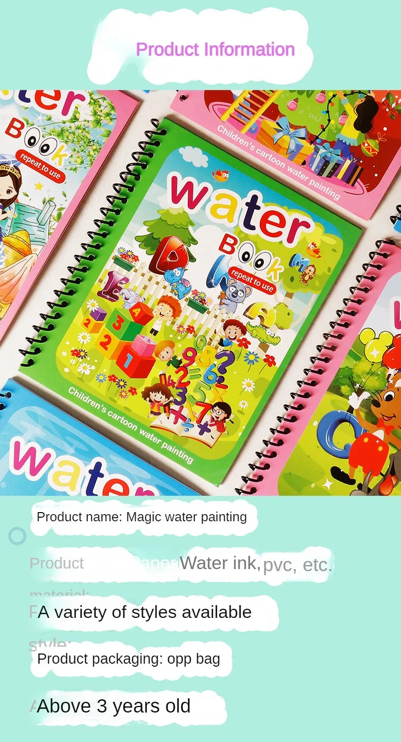 Children DIY Magical Water Painting Book Toddler Early Education Toys Reusable Magic Drawing Coloring Creativity Board For Kids