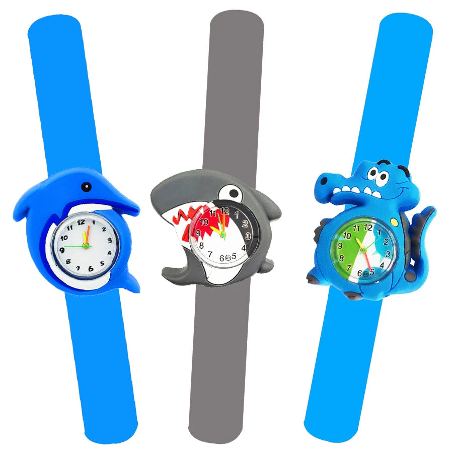 Baby Watch 3D Cartoon Kids Birthday Gift 2-15 Years Old Girl Boy Children Study Time Toy Watch Clock Free Spare Battery