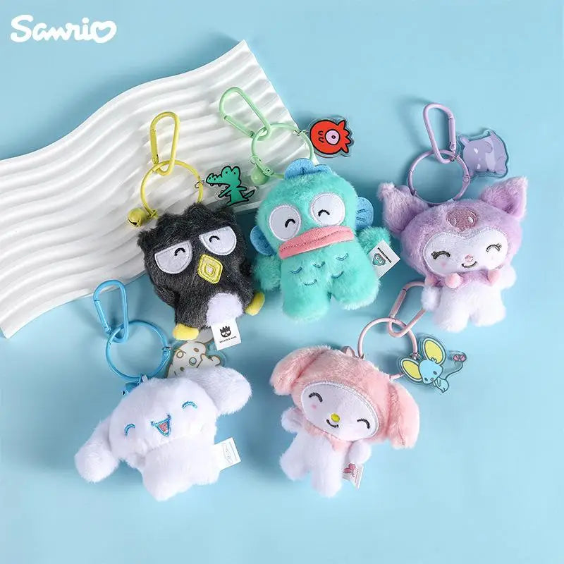 Sanrio Hello Kitty Kuromi Cute Stuffed Keychain Car School bag Pendant Kids Plush Toy Keyring Plushier Strap Doll Birthday Gift