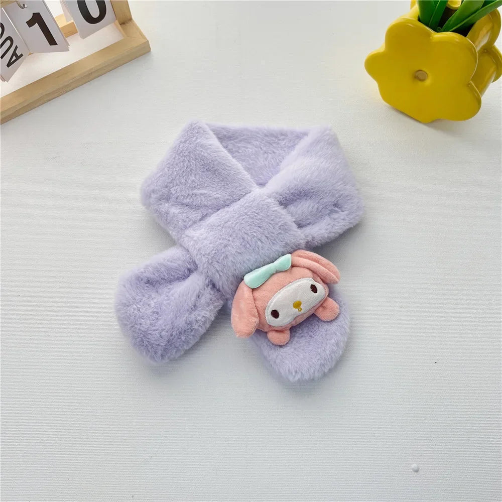 Kawaii Sanrio Plush Kuromi Children Scarf Cinnamoroll My Melody Anime Accessories Soft Thickened Kids Scarves Girls Cute Gifts