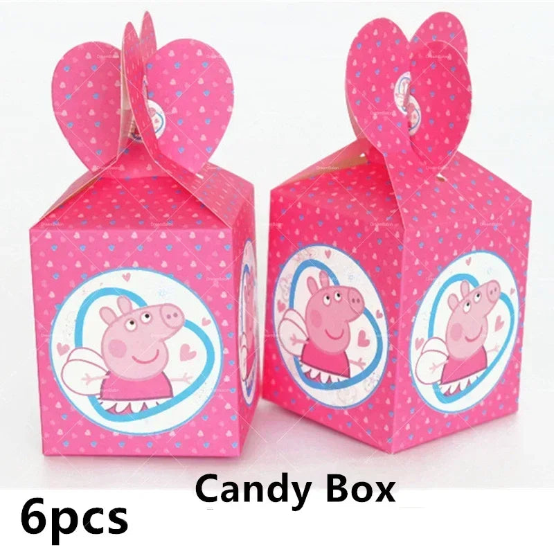 Peppa Pig Balloons Family Pink George Rebecca Susy Ballons Happy Birthday Banner Party Decoration Kids Cake Topper Tableware Toy