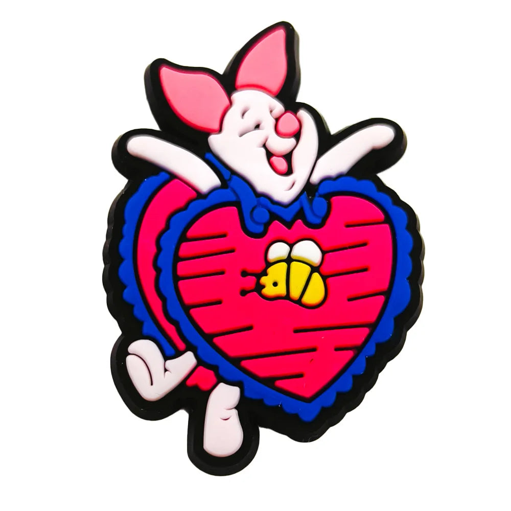 20pcs Hot Toys Disney Cartoon Winnie Pooh Shoe Charms for Shoes Decoration Accessories Classic Clog Sandal Buckle Kids Gifts