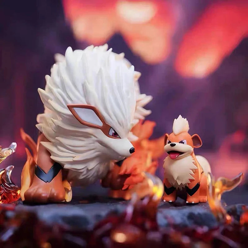 Arcanine And Growlithe Anime Figurine Model Kawaii Decoration Doll Children Toys Statue Collectible Ornament Boys Gifts