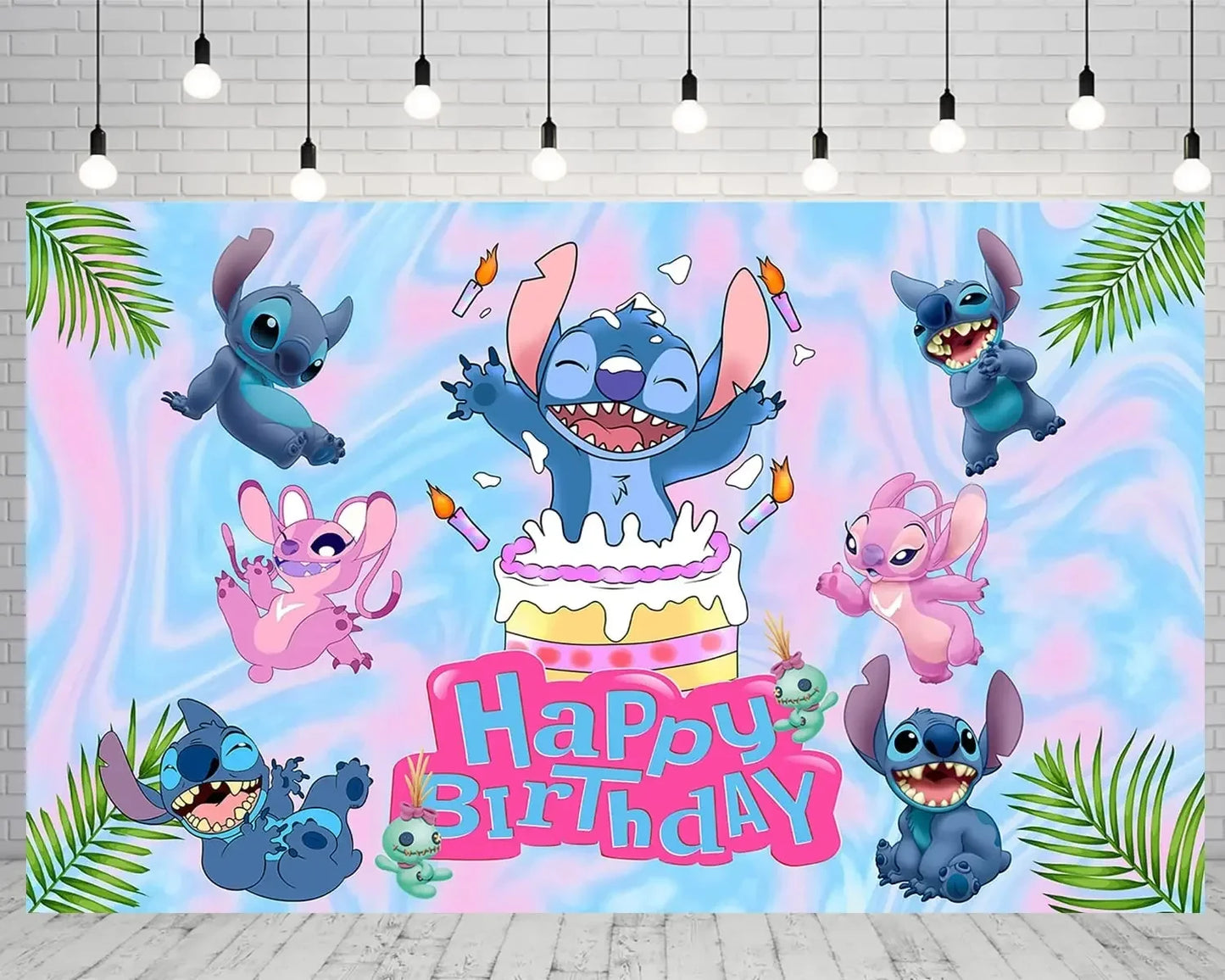 Pink Lilo and Stitch Angel Birthday Supplies Dishes Cup Plate Tablecloth Balloon Banner Girls Party Baby Shower Decorations